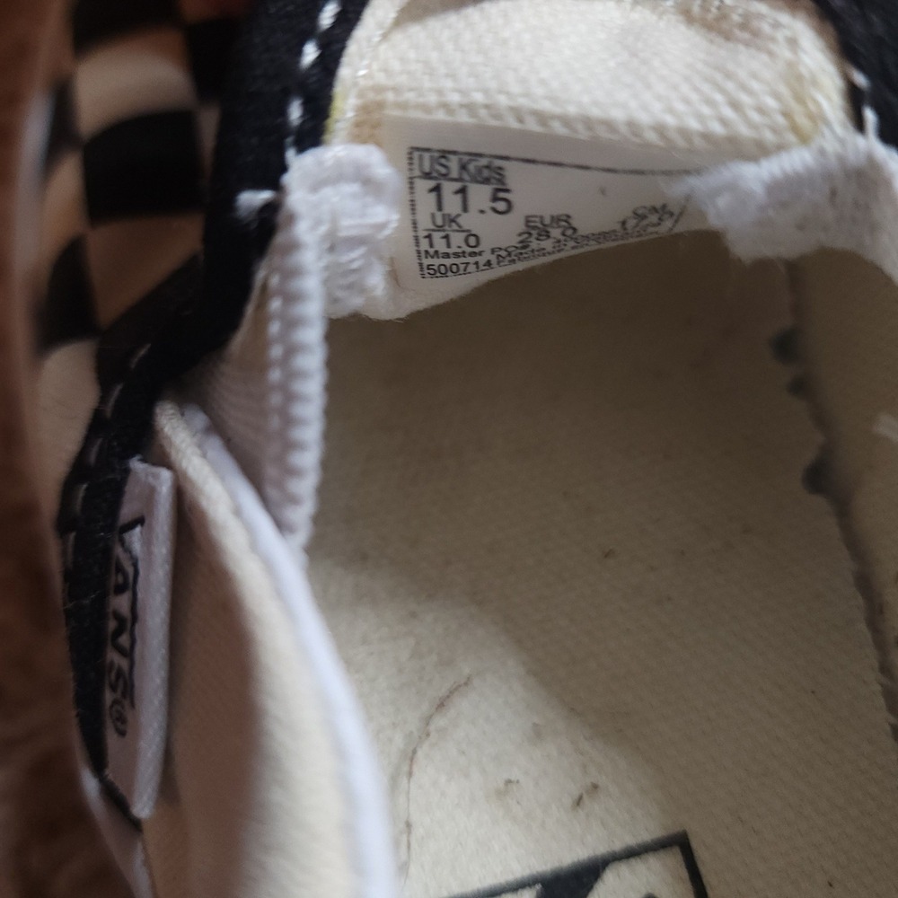 Vans Classic Slip-On Kids Size 11.5 Black White Checkerboard Skate Shoes - Picture 10 of 10